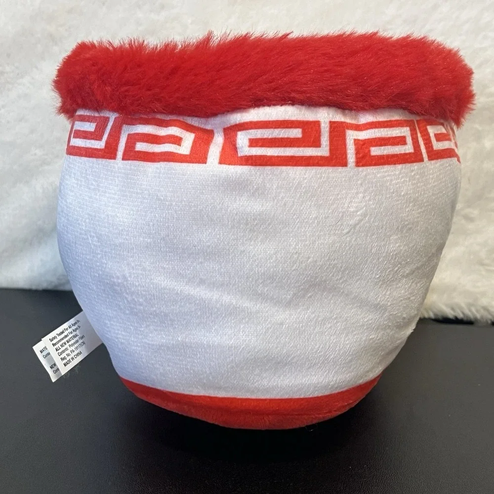 Ramen Noodle Bowl Stuffed Squish Plush Happy Face Furry Red Top Toy Factory 2022